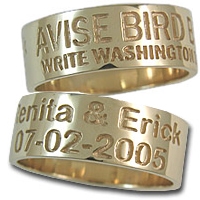 Duck Band Ring 14K Gold 7 mm wide Name and Date 